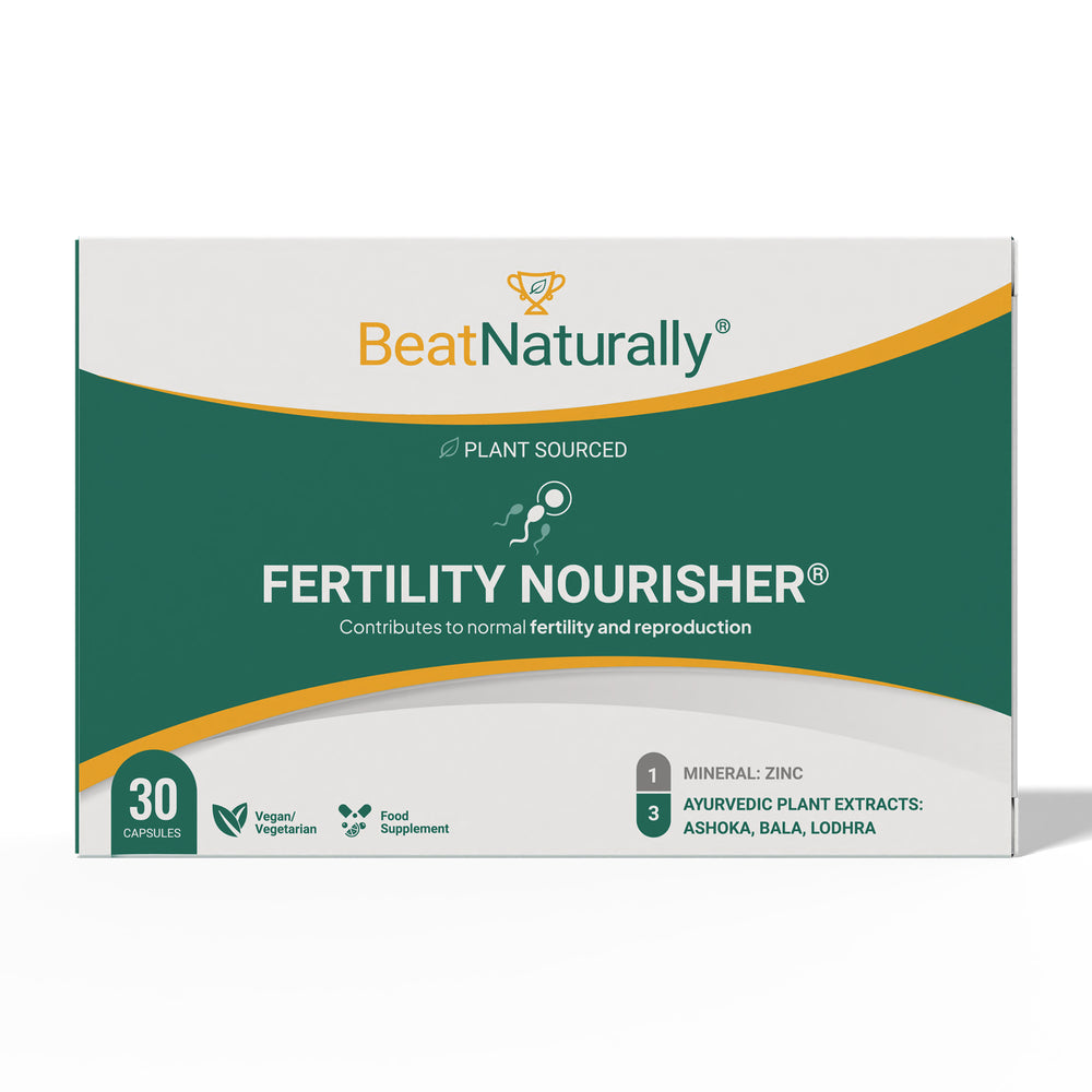 Front side of BeatNaturally's Fertility Nouriser - a fertility supplement for men and women