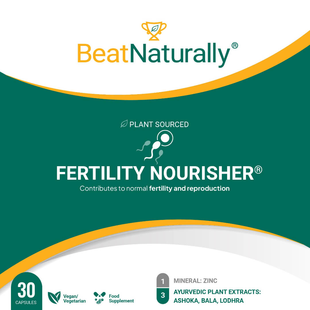 
                  
                    Fertility Nourisher package frontside - claim, number of capsules and ingredients.
                  
                