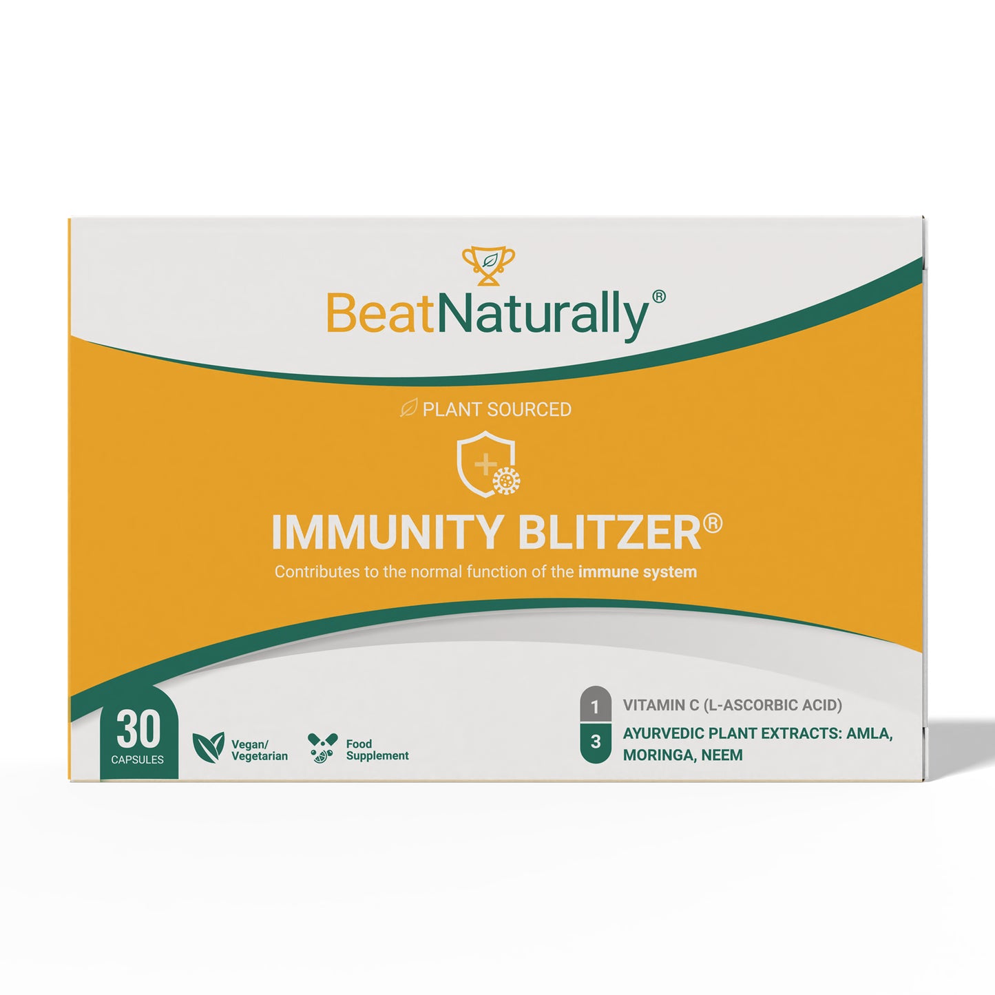 Front side of BeatNaturally's Immunity Blitzer - a immune boost supplement.