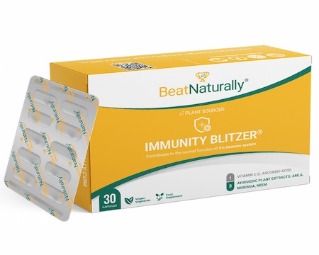 BeatNaturally Immunity Blitzer immune boost supplement package with strip.